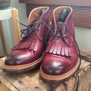 John Fluevog Voltaire Chukka Boots in Burgundy Leather